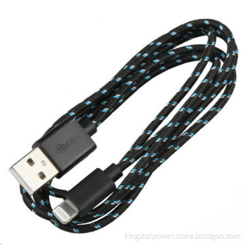8 Pins USB Data Cable for iPad Mini 4, iPhone 5, 5C, 5S, iPod Touch 5, Flat Fabric Braided, iOS 7.1